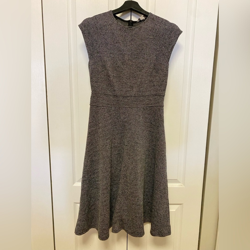 H&M Gray A-Line Midi Dress with Cap Sleeves